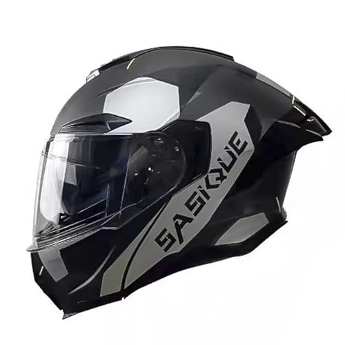 ZXJDP Hochklappbarer modularer Motorradhelm, DOT/ECE Doppelvisier Integralhelm für Männer Frauen, Cooler Ganzjahreshelm für Straßenmotorräder,Roller,Mopeds,Jets,Black Gray,L von ZXJDP