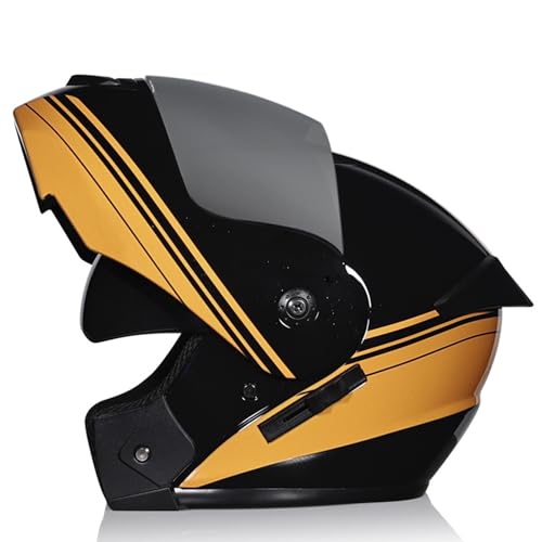 ZXJDP Hochklappbarer modularer Motorradhelm für Männer und Frauen, DOT/ECE Doppelvisier Integralhelm, Cooler Ganzjahreshelm für Straßenmotorräder,Roller,Mopeds und Jets,Black orange 3,M von ZXJDP