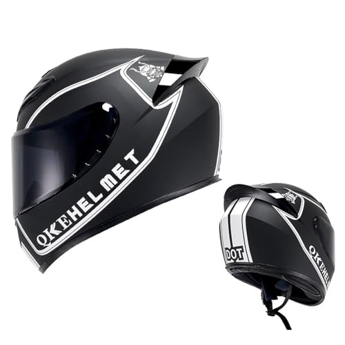 ZXJDP Integral Motorradhelm für Männer Frauen, DOT/ECE-zugelassene Coole Motorradhelme, Leichter Four Seasons-Moped-Roller-Jet-Street-Bike-Skateboard-Helm Unisex,Black White,S von ZXJDP