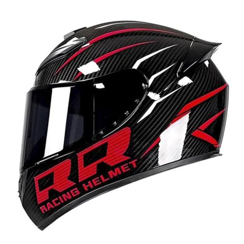 ZXJDP Integral Motorradhelm für Männer Frauen, DOT/ECE-zugelassene Coole Motorradhelme, Leichter Four Seasons-Moped-Roller-Jet-Street-Bike-Skateboard-Helm Unisex,Black red 3,XXL von ZXJDP