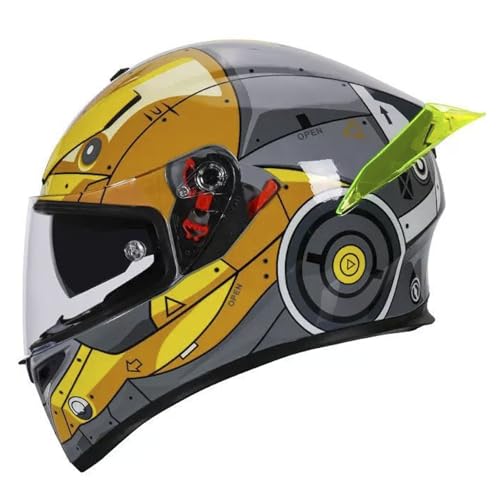 ZXJDP Integraler Motorradhelm Integralhelm DOT/ECE Doppelvisier Vollvisierhelm,Cooler Vier Jahreszeiten Jethelm Roller-Helm Scooter-Helm Moped Mofa-Helm für Männer Frauen,Gray White,XXL von ZXJDP