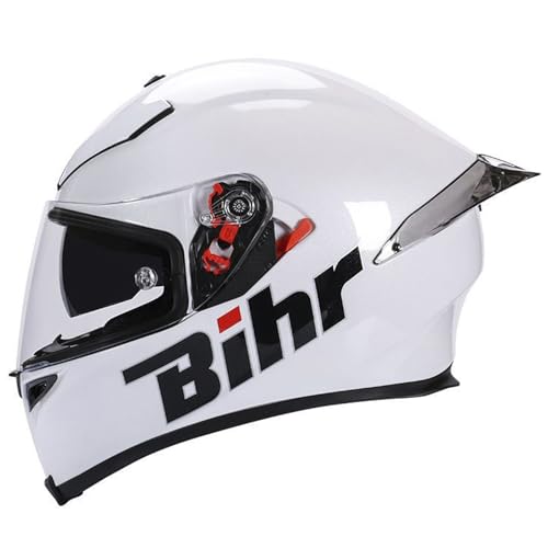 ZXJDP Integraler Motorradhelm Integralhelm DOT/ECE Doppelvisier Vollvisierhelm,Cooler Vier Jahreszeiten Jethelm Roller-Helm Scooter-Helm Moped Mofa-Helm für Männer Frauen,Weiß,M von ZXJDP