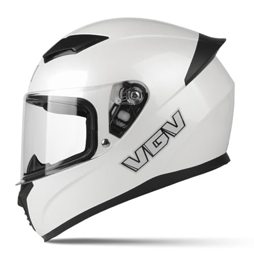 ZXJDP Integralhelm Motorrad Helm DOT/ECE-Zulassung, Leichter Vollvisierhelm mit reserviertem Bluetooth-Headset-Steckplatz,Roller Helm Jet Helm Mopedhelm für Männer Frauen,Pearl White,L von ZXJDP