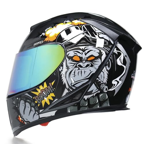 ZXJDP Integralhelm Motorradhelm mit getöntem Visier,DOT/ECE Dualer Sucher Vollvisierhelm,Cooler Jethelm Roller-Helm Scooter-Helm Moped Mofa-Helm für Männer Frauen Unisex,Gray 1,L von ZXJDP