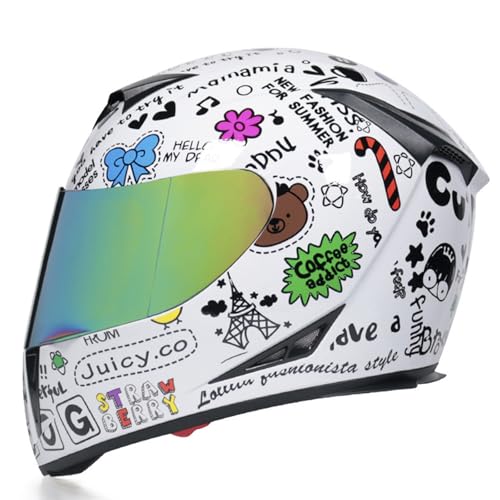 ZXJDP Integralhelm Motorradhelm mit getöntem Visier,DOT/ECE Dualer Sucher Vollvisierhelm,Cooler Jethelm Roller-Helm Scooter-Helm Moped Mofa-Helm für Männer Frauen Unisex,White 2,XXL von ZXJDP