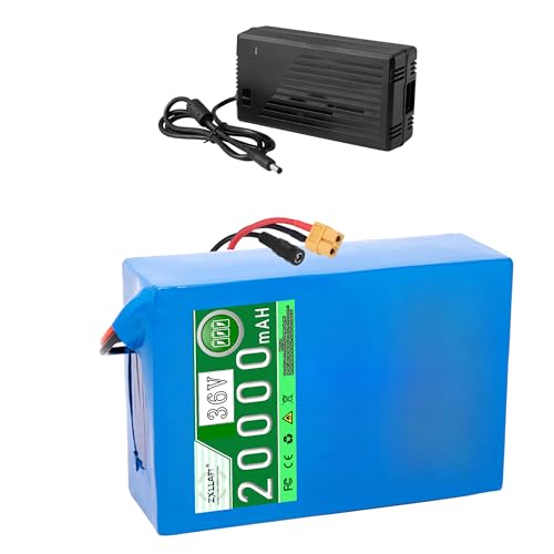 ZXLLAFT 36-Volt-Lithiumbatterie, 48 V, 20 Ah, Lithium-Ionen-Batterie, 36 V, 20 Ah, 15 Ah, herausnehmbare Batterie, 48 V Li-Ionen-Batterie für 250 W – 1000 W Motoren,36v20ah xt60 von ZXLLAFT