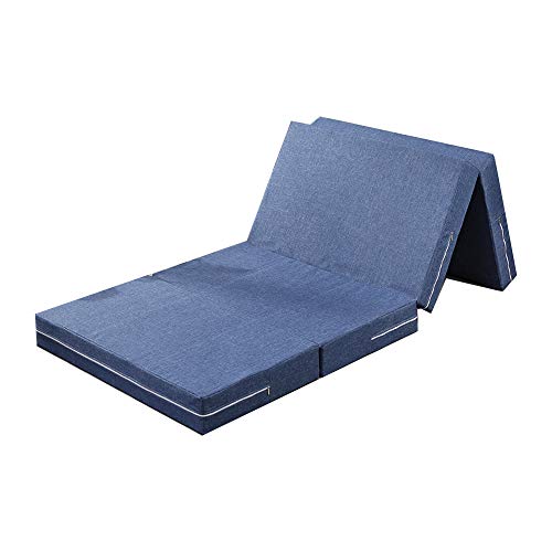 ZXLLAFT Klappmatratze Faltbare Schlafunterlage Hochdichtem Schaumstoff 10 cm Tragbares 4-Fach-bodenbett zum Reisecamping-gäste,Blau,0.6 * 2m von ZXLLAFT