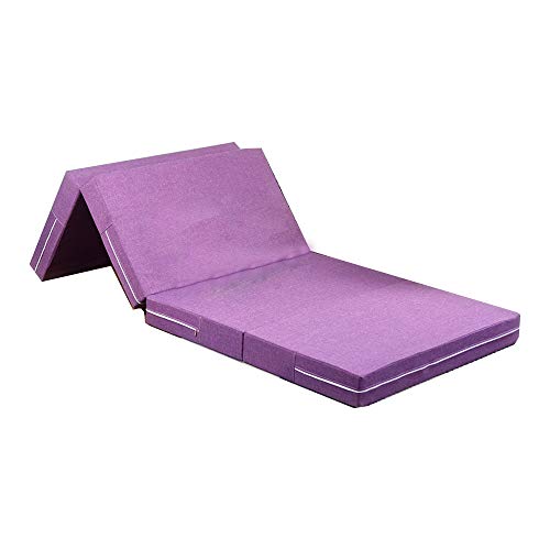 ZXLLAFT Klappmatratze Faltbare Schlafunterlage Hochdichtem Schaumstoff 10 cm Tragbares 4-Fach-bodenbett zum Reisecamping-gäste,Lila,0.9 * 2m von ZXLLAFT