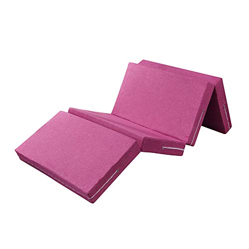 ZXLLAFT Klappmatratze Faltbare Schlafunterlage Hochdichtem Schaumstoff 10 cm Tragbares 4-Fach-bodenbett zum Reisecamping-gäste,Rosa,1 * 2m von ZXLLAFT