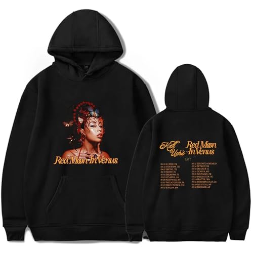 ZXO Kali Uchis Album Print Hoodie Herren Retro Hip Hop Kapuzenpullover Damenmode Lässige Langarmpullover Herbst Und Winter Warmes Sweatshirt-Black||XS von ZXO