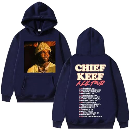 ZXO Rapper Chief Keef Prints Kapuzenpullover Herren Hip Hop Vintage Langarm Pullover Damen Mode Lässig Kapuzenpullover Herren Sportshirts-Black||XS von ZXO