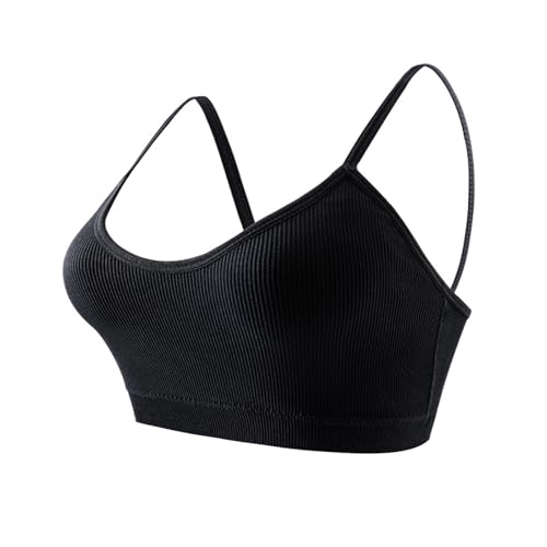 ZXO Sport-BH Für Damen Nahtlos Komfort-BH Gepolstert Damen-Oberteile Verstellbare Träger Korsett Tank-Top Sport-Oberteile Sportunterwäsche-Black||S von ZXO