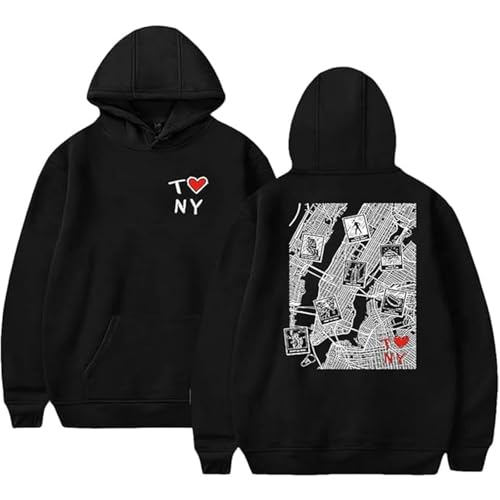 ZXO TommyInnit Hoodie Baumwolle Rundhalsausschnitt Bedrucktes Kapuzenpullover Herren Hip Hop Retro Langarm Tops Damen Harajuku Stil Mode Pullover-Black||XS von ZXO