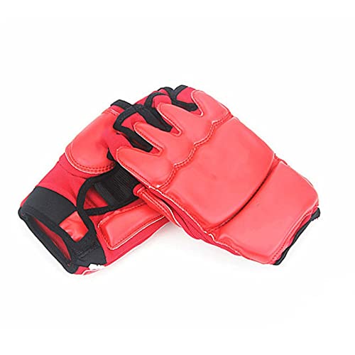 ZXSXDSAX Boxhandschuhe New Leather Half Finger Karate Boxing Gloves Baseball Sanda Karate sandbags Taekwondo Protective Gloves Thai Boxing(Red) von ZXSXDSAX