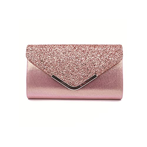 ZXSXDSAX Geldbörse für Damen Bankettbeutel Braut Tasche Frauen Tasche Damen Pu. Pailletten-Diamant-Umschlag-Tasche Brautjungfern-Tasche Kosmetiktasche Kupplungsbeutel(Pink) von ZXSXDSAX