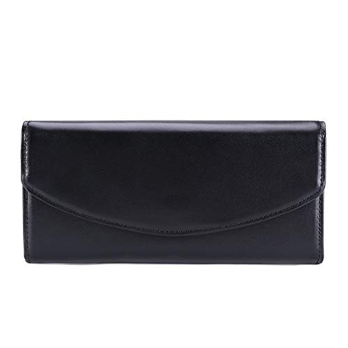 ZXSXDSAX Geldbörse für Damen Brieftaschen, Damen-Geldbörse, Lange Brieftasche, Multi-Karten-Bit-Brieftasche, Ledergeldbörse, Geldbörsenmultifunktions(Black) von ZXSXDSAX