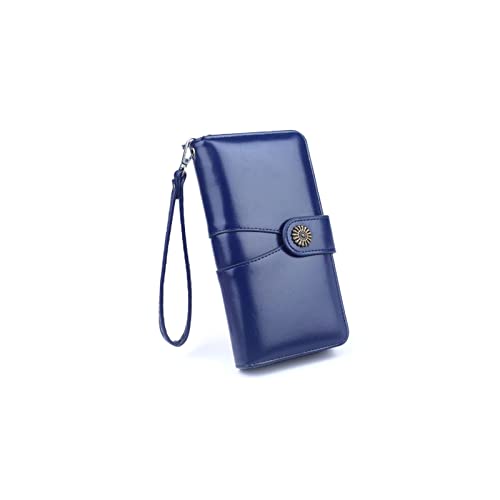 ZXSXDSAX Geldbörse für Damen Damen langes Öl Wachs Leder Brieftasche Großraum Nähte Handtasche Öl Pickup Bag Designer Brieftasche von ZXSXDSAX