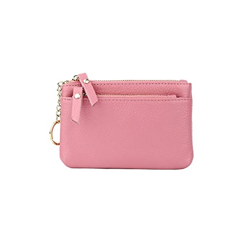 ZXSXDSAX Geldbörse für Damen Echtes Leder Frauen Brieftasche mit Schlüsselinhabern Design Zipper Münze Geldbörsen(Pink) von ZXSXDSAX