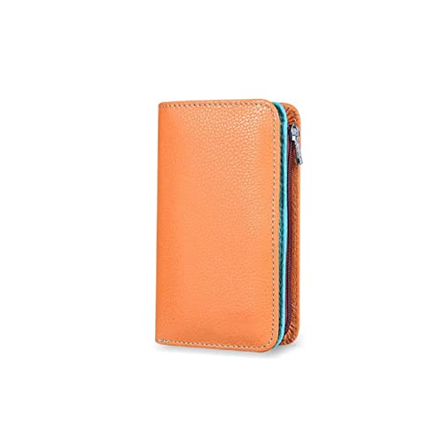 ZXSXDSAX Geldbörse für Damen Echtleder Frauen Brieftasche Haspe Kleine und schlanke Münztasche Geldbörse Frauen Brieftaschen Kartenhalter Brieftaschen Design(Orange) von ZXSXDSAX