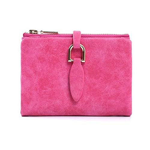 ZXSXDSAX Geldbörse für Damen Er Short-Kupplungs-Mappe Kleine Matte Frauen Wallet Weibliche Handtasche(Rose RED) von ZXSXDSAX
