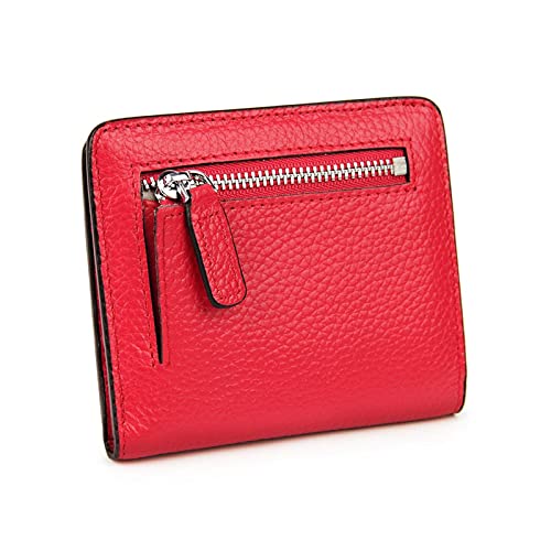 ZXSXDSAX Geldbörse für Damen Mode Split Leder Lady Wallet Mini Wallet Dame Kleine Leder Brieftasche mit Münztasche(Red) von ZXSXDSAX