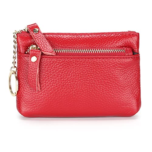 ZXSXDSAX Geldbörse für Damen Pattern Cowhide Leather Wallet Versatile Lady Handbag First Layer Cow Skin Small Women Coin Purse(Red) von ZXSXDSAX