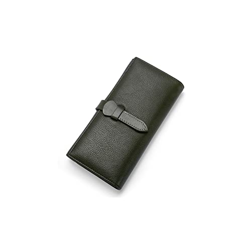 ZXSXDSAX Geldbörse für Damen Premium Echtes Leder Frauen Geldbörsen Lange Dreifache Weibliche Brieftasche Multi-Card Bit Damen Geldbörsen(Green) von ZXSXDSAX