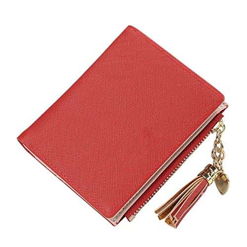 ZXSXDSAX Geldbörse für Damen Quaste Frauen Brieftasche Kleine niedliche Brieftasche Frauen Kurze Leder Frauen Brieftaschen Reißverschluss Geldbörsen Weibliche Geldbörse Kupplung(Red) von ZXSXDSAX