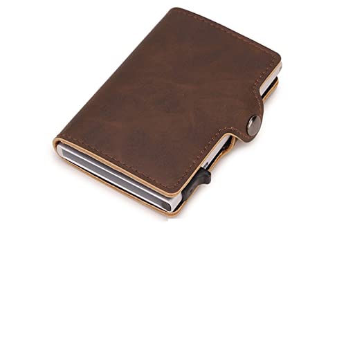 ZXSXDSAX Geldbörse für Damen Wallet Men Money Bag Mini Purse Male Aluminium Card Small Trifold Leather Wallet Slim Thin Brown Walet carteras(Coffee) von ZXSXDSAX