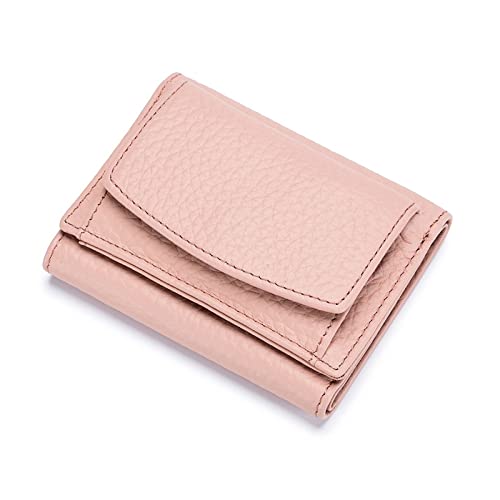 ZXSXDSAX Geldbörse für Damen Women Wallet Protect Female Leather Coin Bag Lady Candy Colors Mini Purse Japanese Style Short Wallet Card Holder(Pink) von ZXSXDSAX
