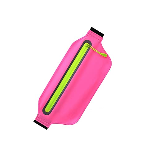 ZXSXDSAX Gürteltasche Dünne Taille Tasche Frauen Fanny Pack Männer Geld Gürtel Bum Bag Outdoor Handy Hüfttasche mit Kopfhörer Loch Multifunktions-Fitnessstudio(Pink) von ZXSXDSAX