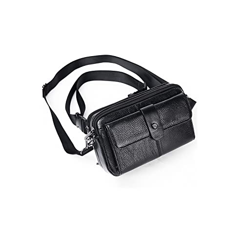 ZXSXDSAX Gürteltasche Leder Horizontale Taille Tasche Handy Männer Schulter Messenger Bag wasserdichte Taille Tasche(Black) von ZXSXDSAX
