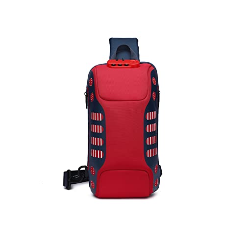 ZXSXDSAX Gürteltasche Multifunktionale Umhängetasche Männer Schulter Messenger Bag wasserdichte Kurze Reise Brusttasche Taille Tasche(Red) von ZXSXDSAX