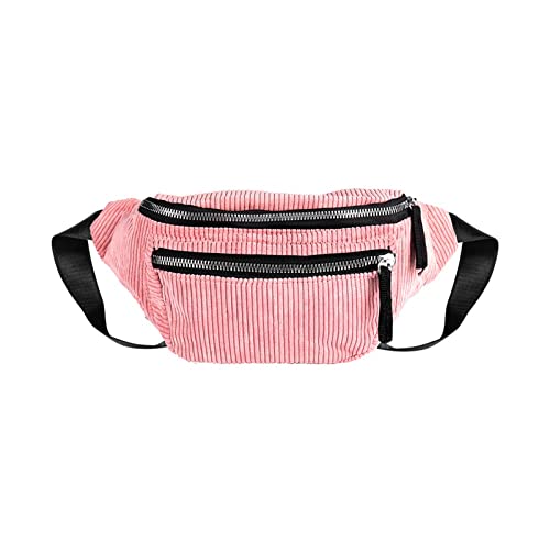 ZXSXDSAX Gürteltasche Taille Pack Womens Gürtel Tasche Corduroy Fanny Pack Designer Mode Reißverschluss Brusttasche Hot Bum Bag Vintage Stil Telefon Beutel(Pink) von ZXSXDSAX