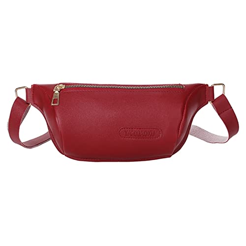 ZXSXDSAX Gürteltasche Women Casual Waist Bag leather Lady Chest Bag Female Travel Multifunction Mobile Phone Holder Shoulder Purse(Red) von ZXSXDSAX