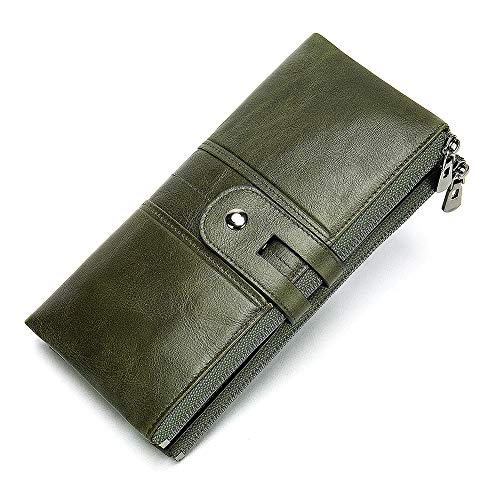 ZXSXDSAX Herren Geldbörsen Damen Leder Lange Brieftasche Multifunktionskartenschatulle Mode Brieftasche(Green) von ZXSXDSAX