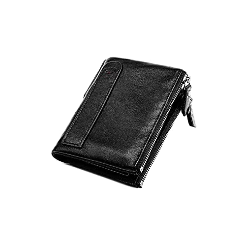 ZXSXDSAX Herren Geldbörsen Echte Leder männer Brieftasche Vintage brieftaschen für männer multifunktionale doppelreißverschluss münze geldbörse RFID Kartenhalter(Black) von ZXSXDSAX