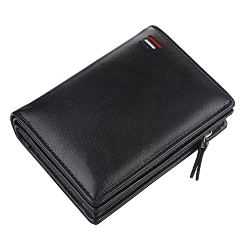 ZXSXDSAX Herren Geldbörsen Männer Kurze Brieftasche Vertikale Multi Schnalle Brieftasche Multi Function Zero Brieftasche Luxus Brieftasche(Black) von ZXSXDSAX