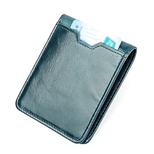 ZXSXDSAX Herren Geldbörsen Männer kleine Brieftasche nachmodern Retro Mode Erster Schicht Rindsleder Frauen Schönheitsclip(Blue) von ZXSXDSAX