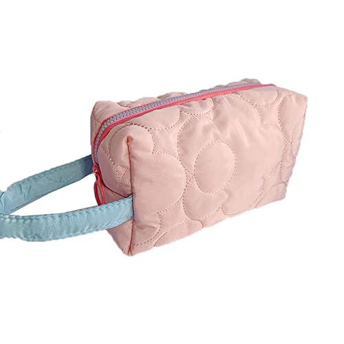 ZXSXDSAX Kosmetiktasche Fabric Makeup Toiletry Bag for Women Candy Cosmetic Organizer Cute Wrist Make Up Pouch Portable(Pink) von ZXSXDSAX