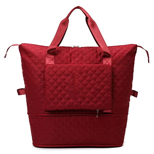 ZXSXDSAX Rucksack für Reisen Faltbare Reisetaschen wasserdichte Tragetasche Reisegepäcktaschen für Frauen Große Kapazität Multifunktionale Reisetaschen Handtasche(Red) von ZXSXDSAX