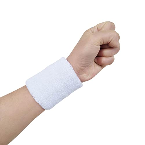 ZXSXDSAX Schweißbänder Colorful Cotton Unisex Sport Sweatband Wristband Wrist Protector Gym Running Sport Safety Wrist Support Brace Wrap Bandage(White,80x50 mm) von ZXSXDSAX