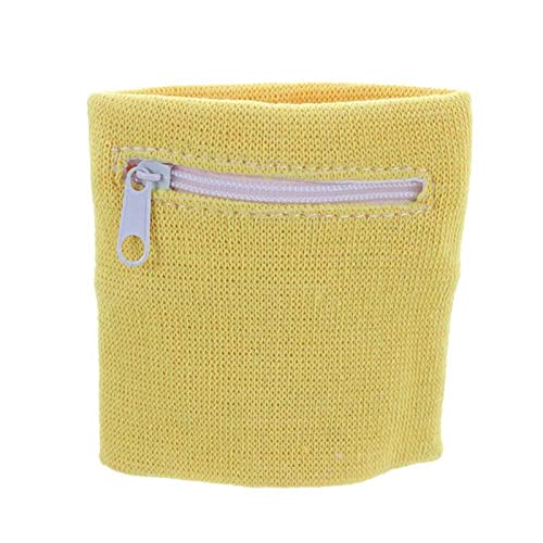 ZXSXDSAX Schweißbänder Unisex Soft Zipper Wrist Band Sport Wrist Purse Bag Running Wrist Protection Outdoor Gym Key Pocket Bike Wallet Safe(Yellow) von ZXSXDSAX