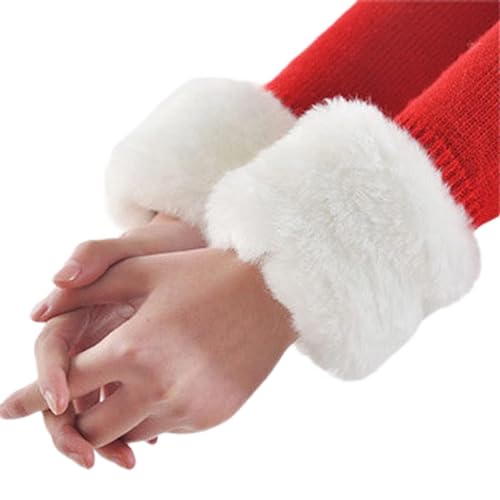 ZXSXDSAX Schweißbänder Winter Warm Faux Fur Elastic Wrist Slap On Cuffs Ladies Solid Color Arm Warmer Plush Wrist Protector(White) von ZXSXDSAX