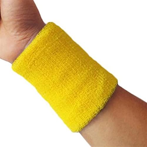 ZXSXDSAX Schweißbänder Wrist Sweatband Tennis Sport Wristband Volleyball Gym Wrist Brace Support Sweat Band Towel Bracelet Protector 10cm(Yellow) von ZXSXDSAX