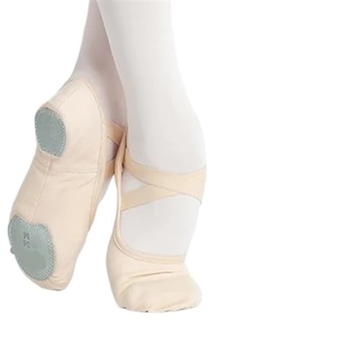 ZYFHYU Ballet Slippers Professionelle Stretch-Ballett-Tanzschuhe for Frauen und Mädchen, Geteilte Ballettschuhe aus Canvas mit weicher Sohle, Ballettschuhe aus elastischem Stoff(Beige,42) von ZYFHYU