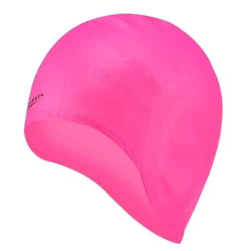 ZYFHYU Badetuch Hochelastische Badekappen for Herren und Damen, wasserdicht, for Schutz der Ohren, langes Haar, großer Silikon-Tauchhut(Pink) von ZYFHYU