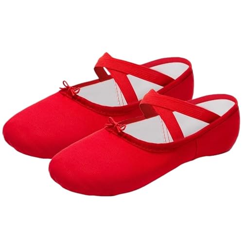 ZYFHYU Ballet Slippers 1 Paar Kinder Üben Ballerina Schuhe Leinwand Weiche Sohle Ballerina Ballett Tanz Hausschuhe Ballett Schuhe Frau Mädchen Tanzschuhe(Red,41) von ZYFHYU