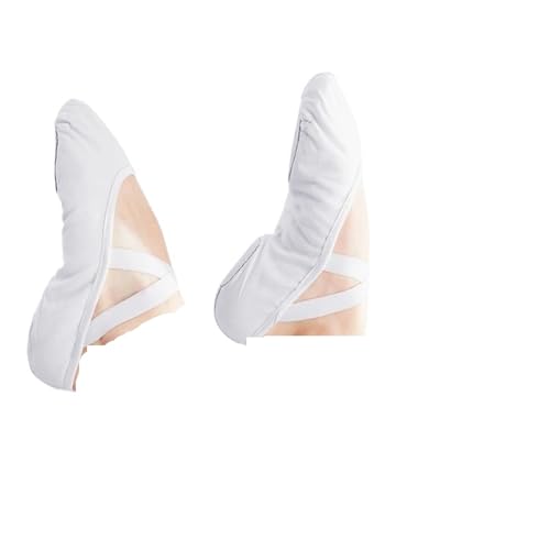 ZYFHYU Ballet Slippers Ballettschuhe for Mädchen und Frauen, Gymnastikschuhe, Geteilte Sohle, Ballettschuhe, Canvas-Ballerinas, Kinder, Übungstanzschuhe(White,27) von ZYFHYU