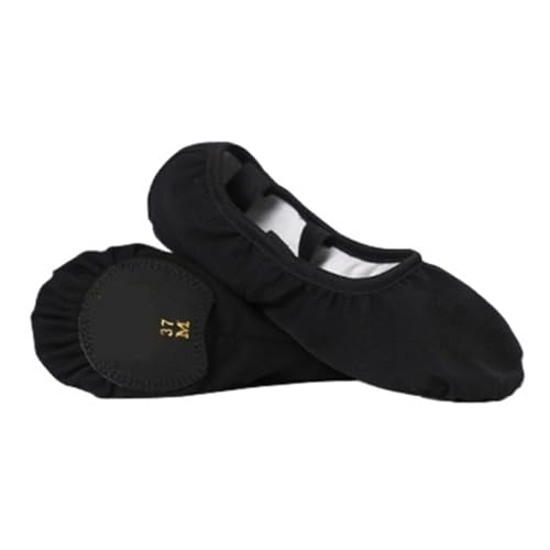 ZYFHYU Ballet Slippers Professionelle Stretch-Ballett-Tanzschuhe for Frauen und Mädchen, Geteilte Ballettschuhe aus Canvas mit weicher Sohle, Ballettschuhe aus elastischem Stoff(Black,39) von ZYFHYU